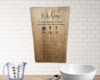 Tabla de conversión de letreros de cocina vintage: Guía de medidas de estilo rústico