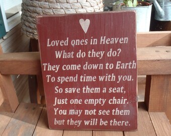 Loved Ones in Heaven, Sympathy Sign, Condolence Sign, In memory of, Primitive Sign, Family Sign, Wood Sign, Rustic Sign, Country Sign,