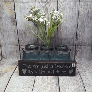 A Second Home, Daycare Sign, Thank You to Daycare, Kids, Small Sign, Primitive Sign, Wood Sign, Personalized, Heart, Daycare Provider