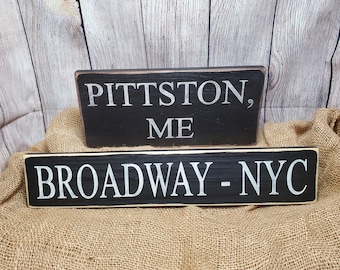 Personalized Hometown Sign: Custom Wood Town & State Sign