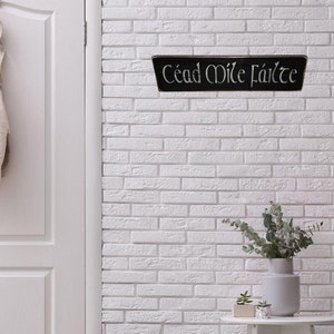 Cead Mile Failte Wood Sign: Rustic Irish Welcome, 14&quot; Celtic Decor