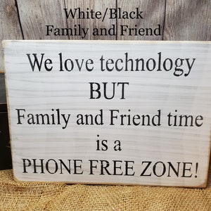 Image showcasing Phone Free Zone Wood Sign: Rustic Family Time Decor - Etsy