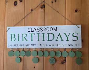 Classroom Birthday Sign: Personalizable Wood Sign for School