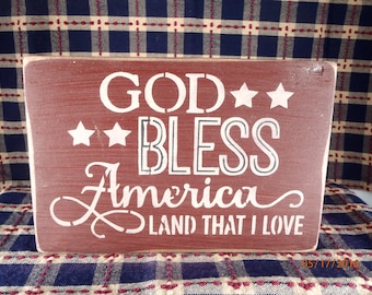 God Bless America Wood Sign: Patriotic Americana Decor