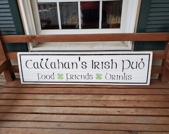 Personalized Irish Pub Sign: Rustic Wood Bar Decor
