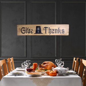 Dar gracias, cartel de Acción de Gracias, sombrero de peregrino, cartel primitivo, cartel de campo, cartel de otoño, cartel de otoño, cartel de madera, cartel rústico, decoración del hogar
