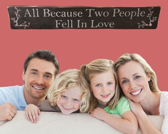 Anniversary Wood Sign: "All Because Two People Fell In Love"