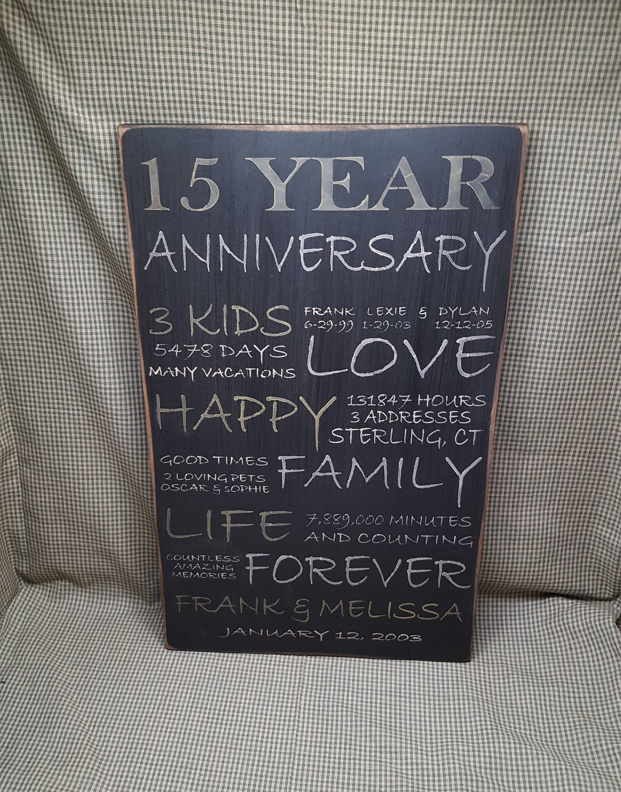 Anniversary Sign Primitive Sign 15 Years Marriage Family Etsy