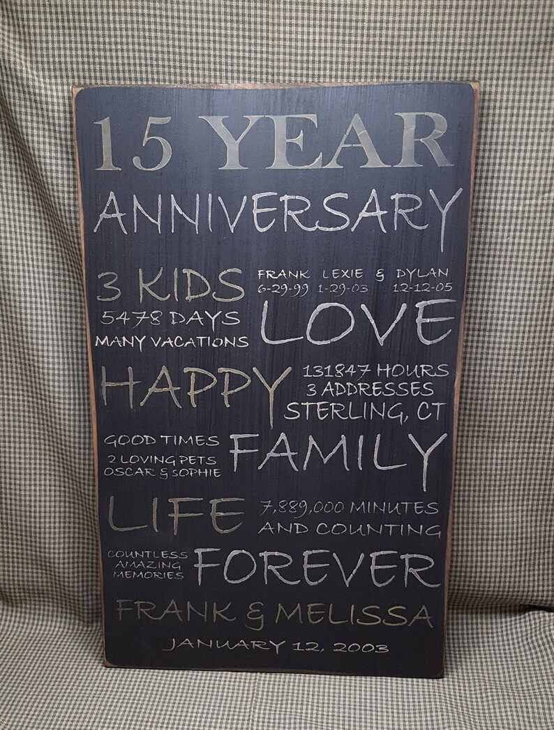 Anniversary Sign Primitive Sign 15 Years Marriage Family Etsy