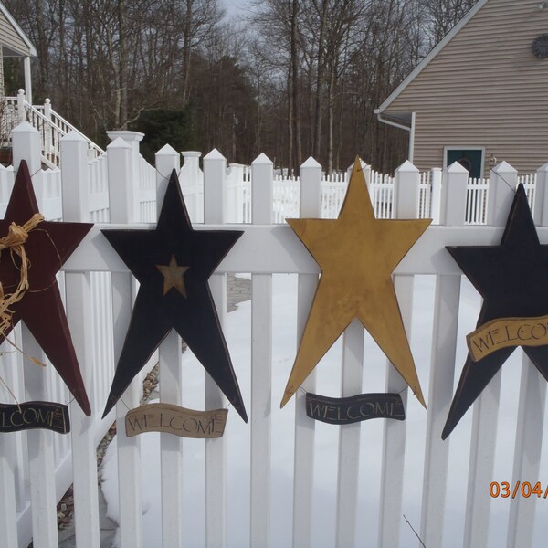 Welcome Star Primitive Country Sign: Rustic Outdoor Decor