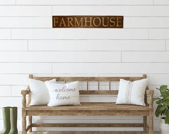 Farmhouse Wood Sign: Rustic Country Home Decor (20" x 3.5")