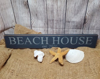 Letrero de madera personalizado de casa de playa: decoración rústica envejecida