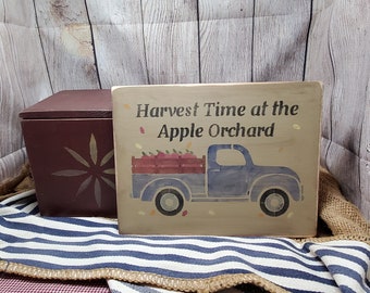 Apple Orchard Fall Sign: Antique Truck, Autumn Decor