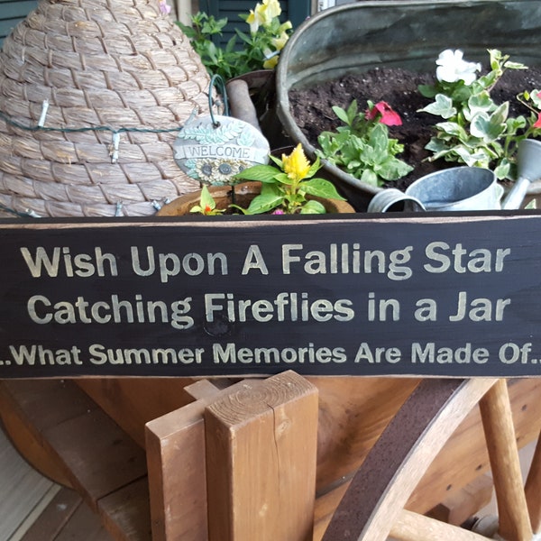 What Summer Memories Are Made Of, Primitive Sign, Wood Sign, Country Sign, Rustic Sign, Memory, Housewarming, Star, Fireflies, Summer Sign