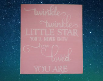 Twinkle Twinkle Little Star Nursery Wood Sign, Baby Shower Gift