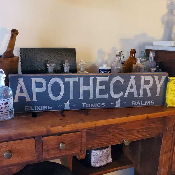 Apothecary Sign, Pharmacy Signs, Bathroom Sign, Primitive Sign, Wood Sign, Home Decor, Trade Sign, Wall Decor, Country sign, Pharmacist