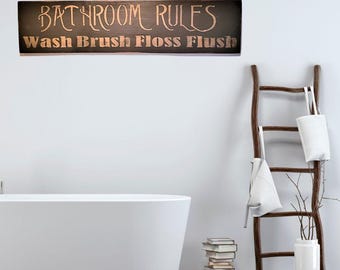 Bathroom Rules Sign: Primitive Kids Restroom Decor