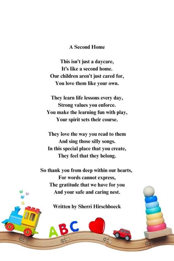 A Second Home Poem for Daycare Providers, 4