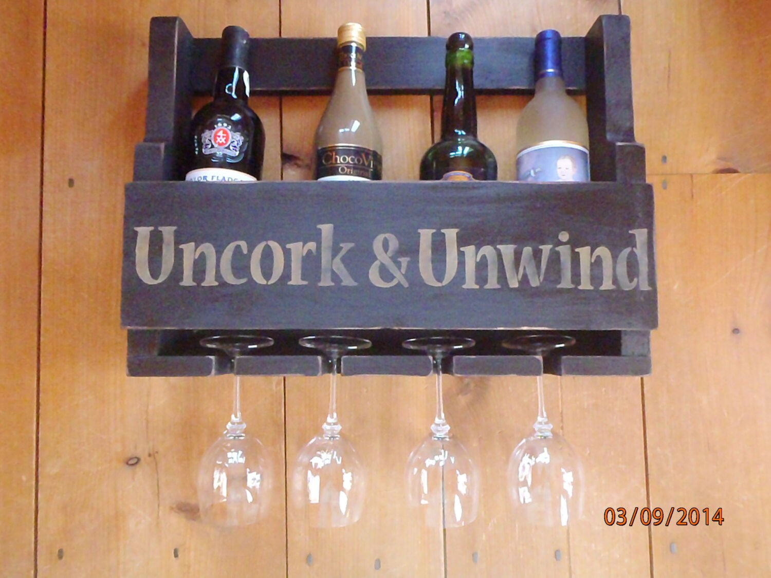 Wine Rack Wine Glass Rack Uncork and Unwind Wine Bottles Etsy