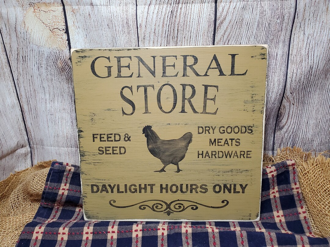 General Store Vintage Sign Primitive Sign Wood Sign Feed Etsy