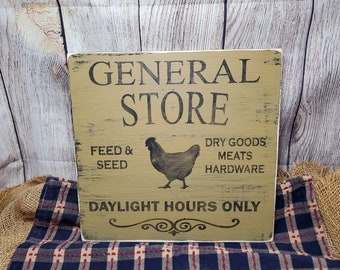 Vintage General Store Sign: Rustic Farmhouse Decor
