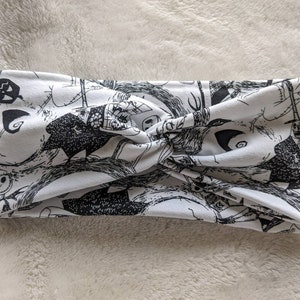 Black & White Nightmare Cotton Twist Front Headband