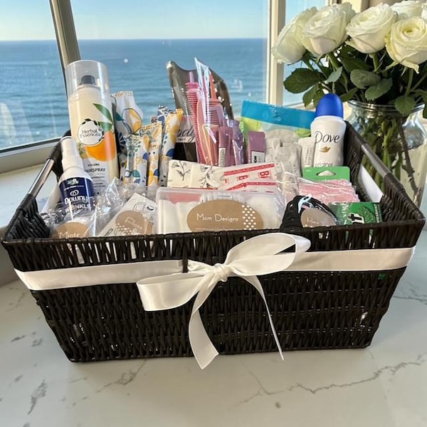 Bathroom Amenities Basket, Wedding Bathroom Basket, Toiletries Basket for Events, Bridal Bathroom Basket, Wedding Essential Kit, Bat Mitzvah