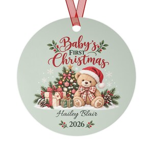 Personalized Baby’s First Christmas Ornament 2026, Teddy Bear Christmas Ornament, Custom Baby Name Keepsake, Newborn Gift image 5