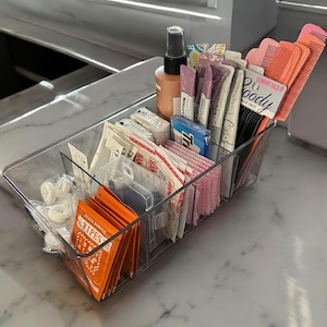 Clear Wedding Bathroom Basket, Wedding Amenities Basket, Event toiletries basket, Wedding Bathroom Basket, Toiletries basket for wedding