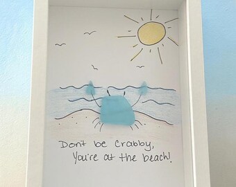 Coastal Crab Art, Crab Sea Glass Art, Sea Glass Art, Sea Glass Crab