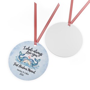 Adorno navideño personalizado para la primera Navidad de casados, regalo de boda, regalo para recién casados, recuerdo de boda costera imagen 4