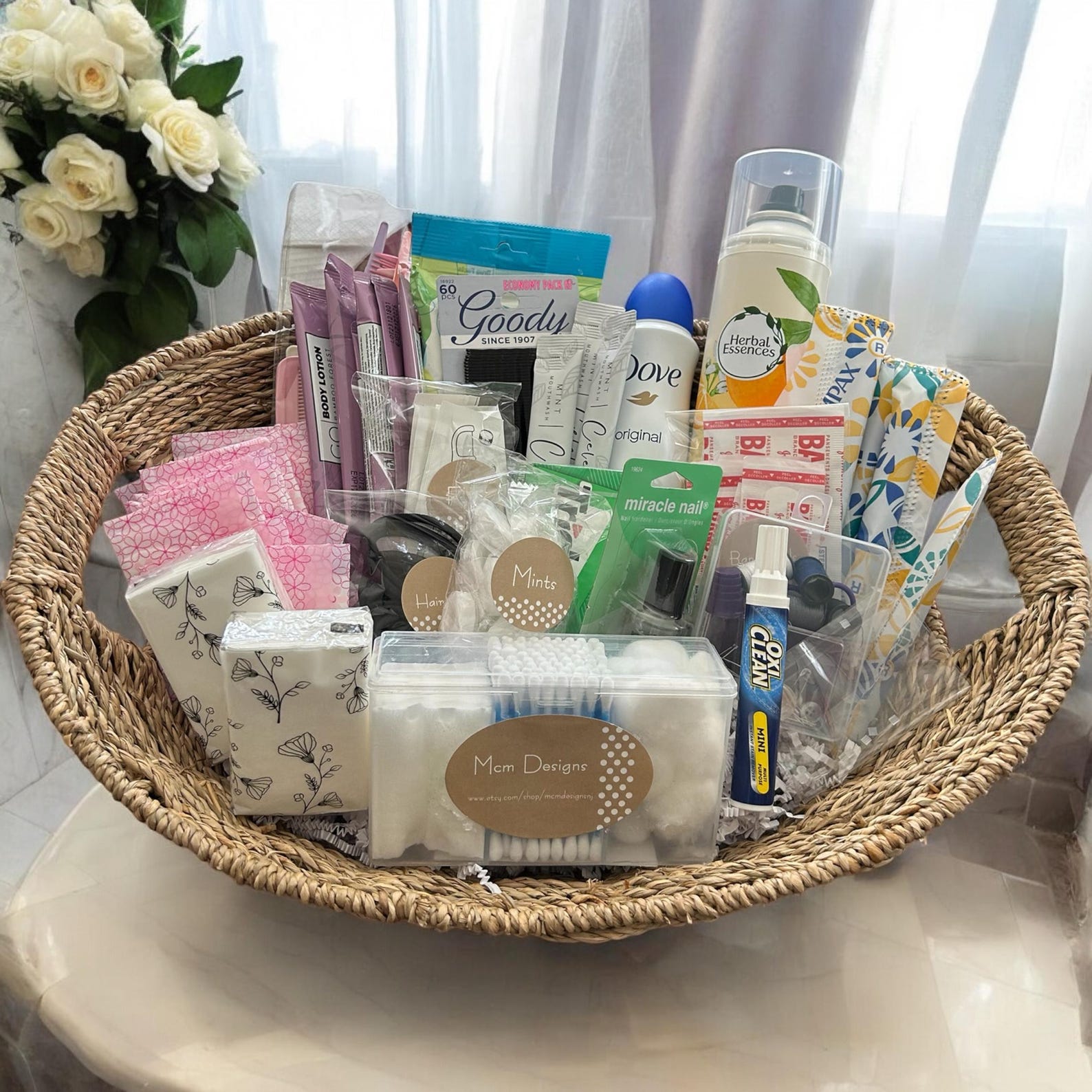 Wedding Bathroom Basket for Guests, Seagrass Restroom Amenity Basket Wedding Bathroom Basket for Guests, Seagrass Restroom Amenity Basket