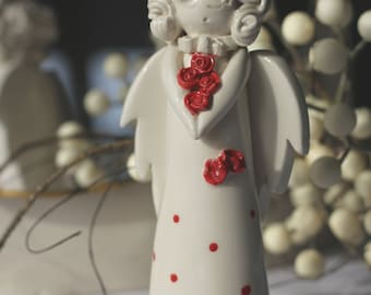 Whimsical Handcrafted Angel Figures in Ceramic Sculptures