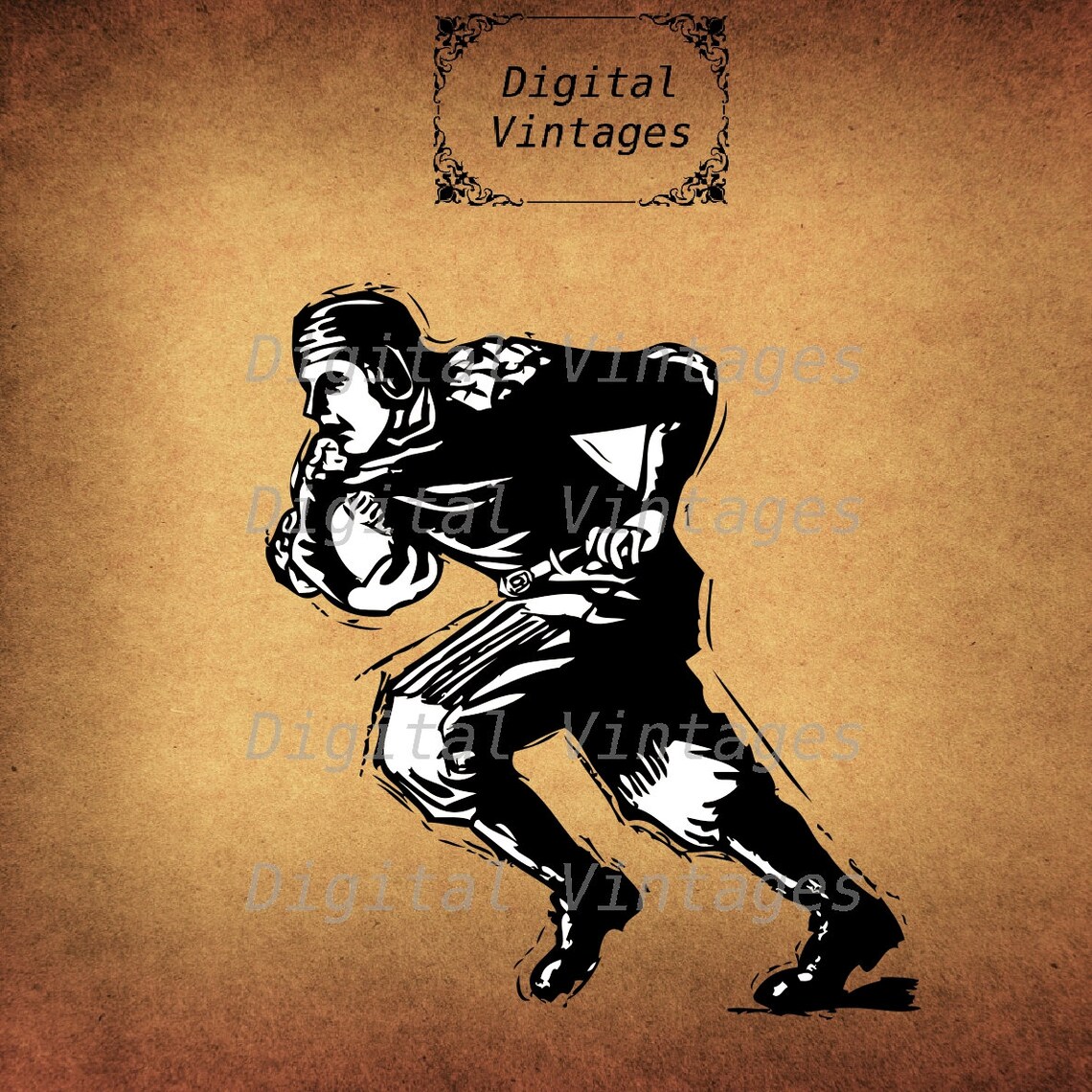 Vintage Football PLayer Antique Design Detailed illustration Etsy