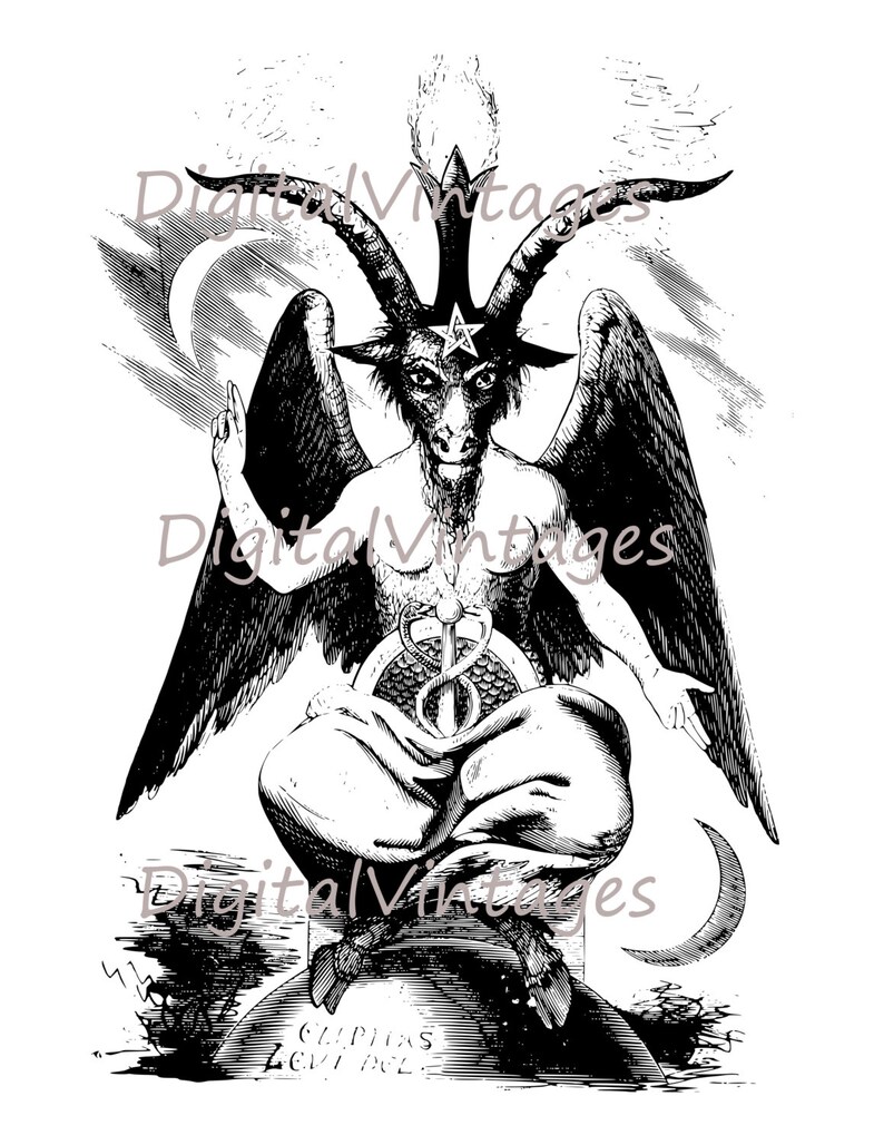 Horned God Pagan Diety Goat Illustration Antique Digital Image Etsy