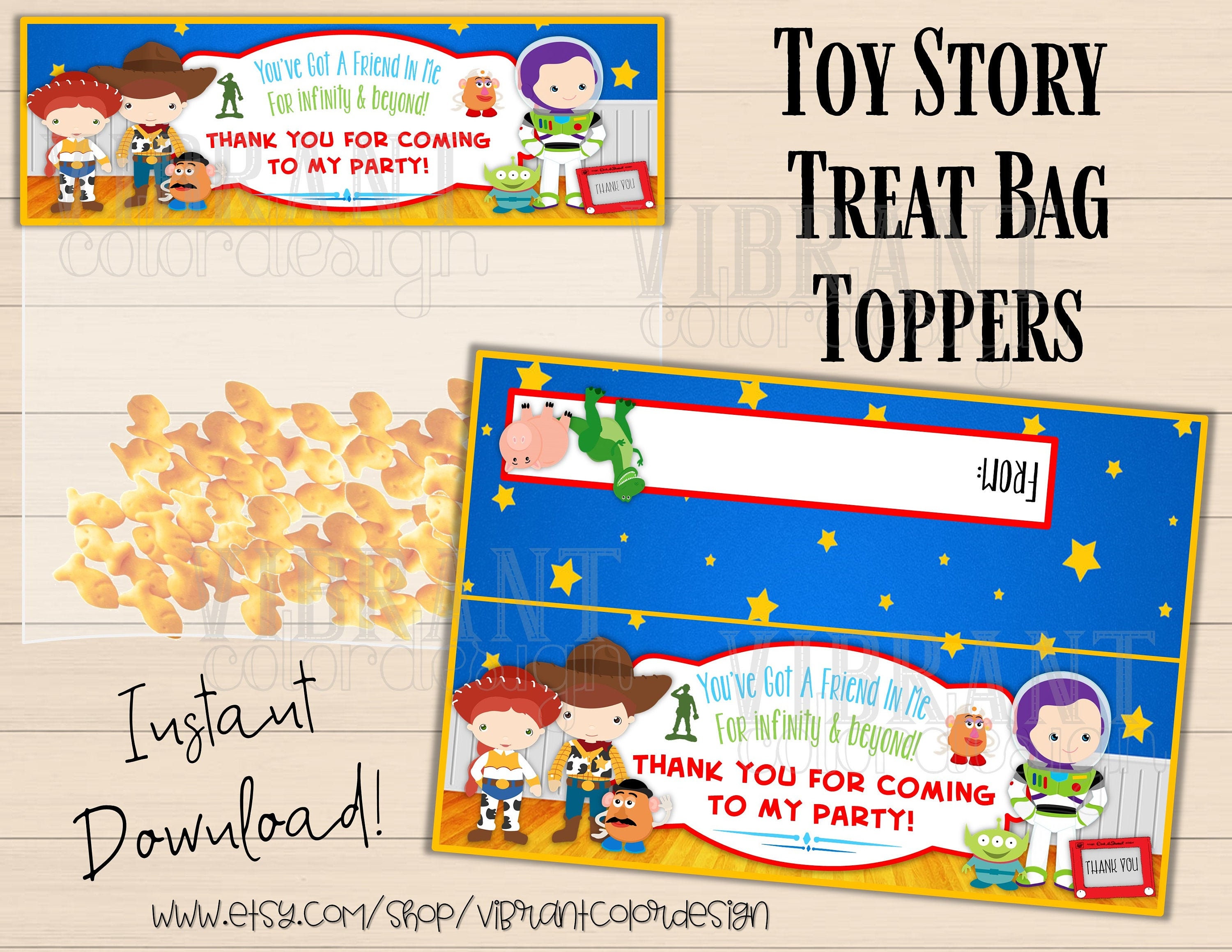 Toy Story Treat Bag Toppers Toy Story Birthday Treat Bags Etsy