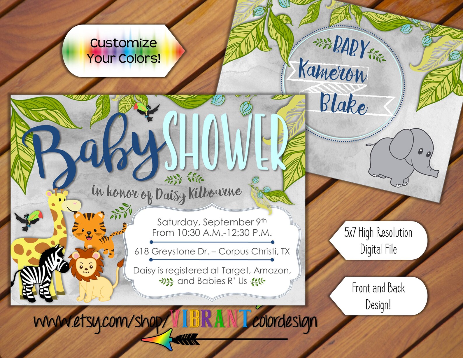 Zoo Baby Shower Invitation Gray Zoo Theme Baby Shower Etsy