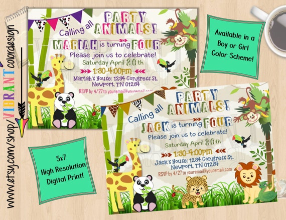 zoo birthday invitation party animal birthday jungle theme safari theme birthday invitation