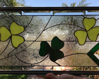 Shamrocks Window Panel -  Shamrocks Stain Glass -  Shamrocks Design - Customizable Item #508