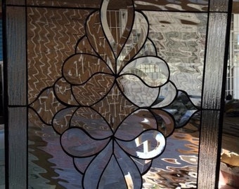 Stunning Beveled Clear Stained Glass Window Panel - Danville - Traditional & Classic Handmade Clear Glass Art - Customizable Item#149