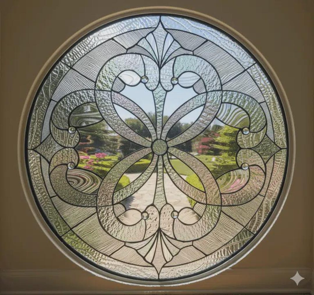 Stunning Leaded Stained Glass Window Panel Hangings Round
