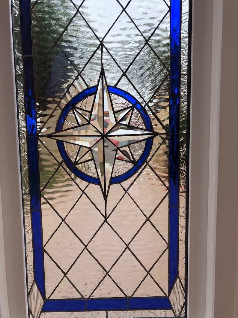 Compass Rose Beveled Leaded Stained Glass Window Insulated in Etsy