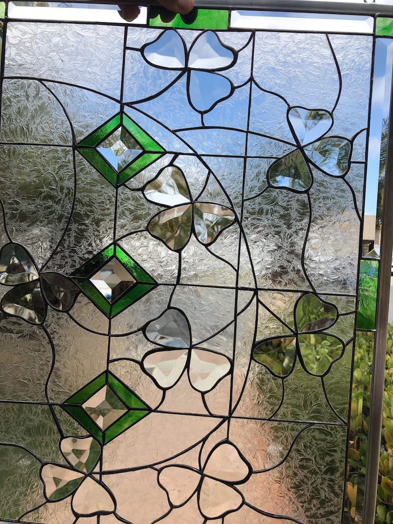 Irish Shamrock Stained & Beveled Glass Window Panel Hangings | Etsy
