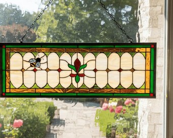 Victorian Stained Glass Window Panel, Traditional Style Transom - Etsy