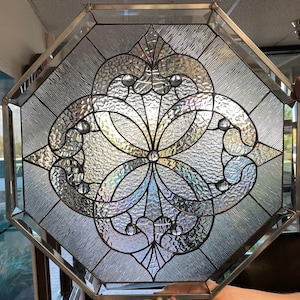 Stunning Leaded Stained Glass Window Panel Hangings - Windsor Magnificent Clear Stained Glass Iridescent Modern Art - Customizable Item#7285