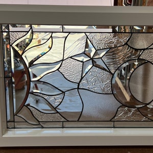 Celestial Beveled Stained Glass | Sun Moon Star Window | Insulated Framed Panel