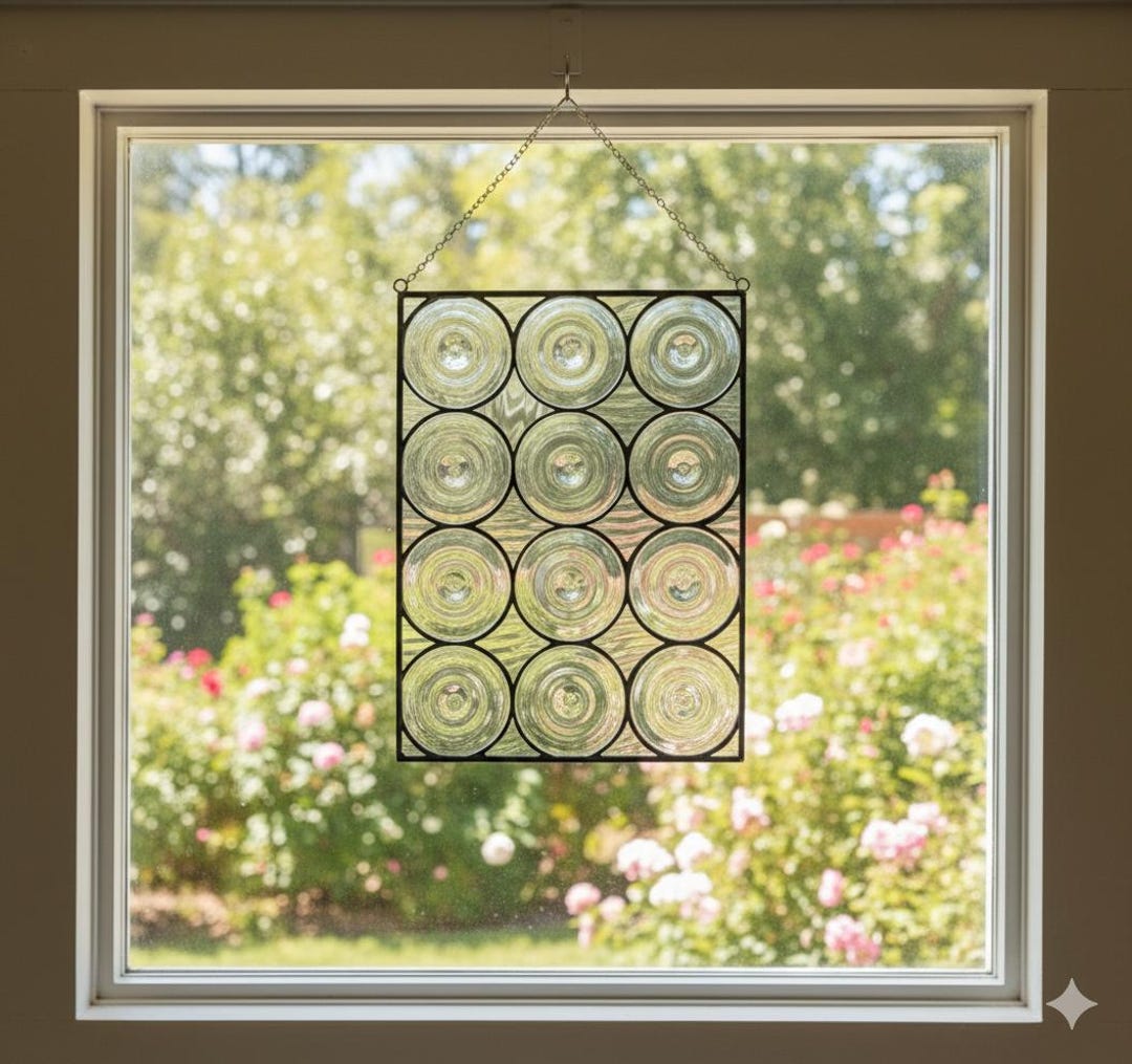 Clear Rondels Roundels Bottle Bottom Hand Spun Leaded Glass Window ...