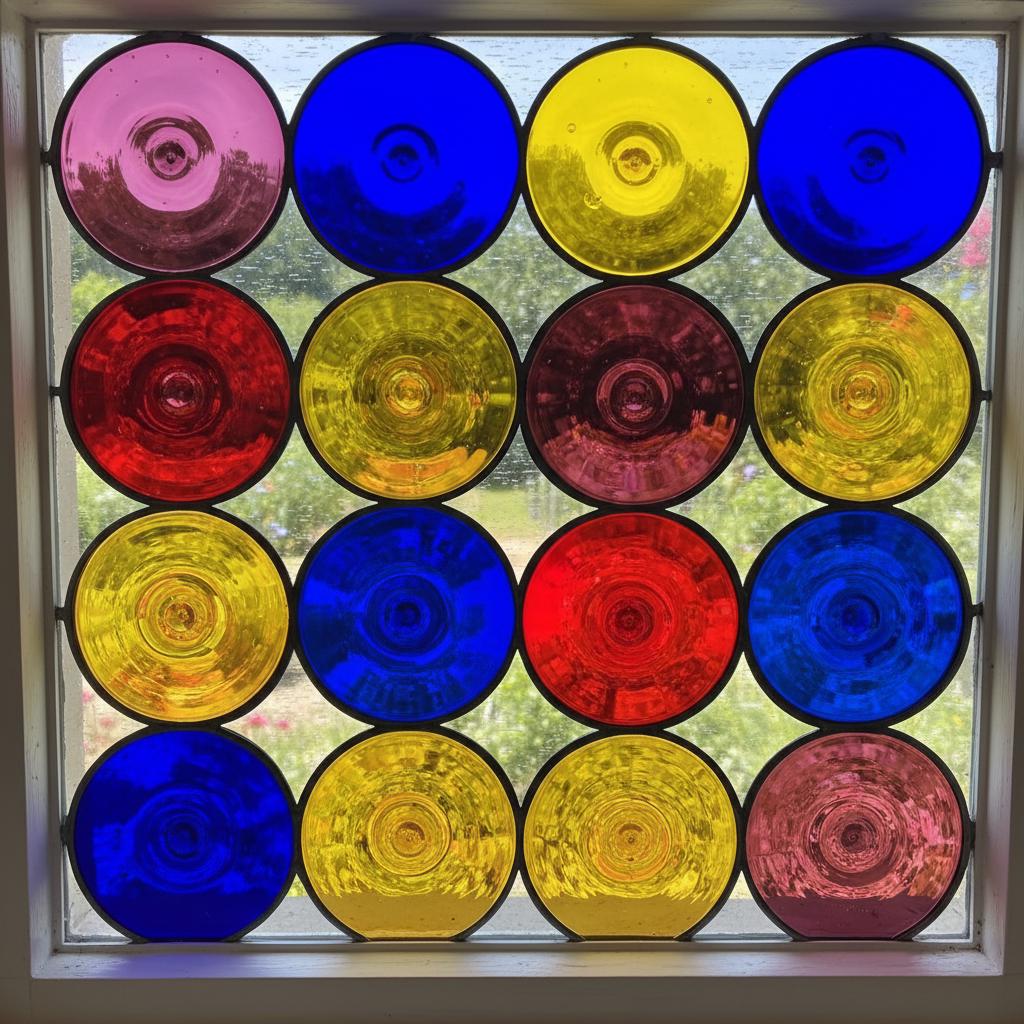 Stained Glass Rondol Patterns Custom Rondel Stained Glass | Bottle Bottom Window Panel | Pub Style ...