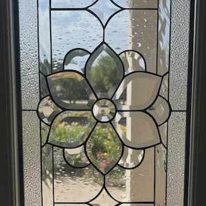The San Mateo  Beveled &  Stained Glass Window Panel - Clear and Beveled Glass Art -Customizable