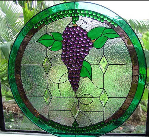 Stained Glass Supplies - Clear Glass Grapes Bevel Cluster - The